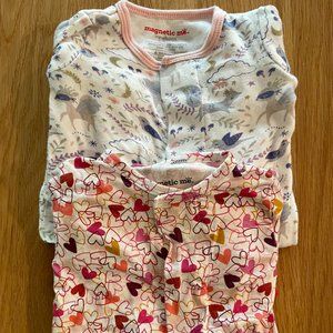 Magnetic Me Newborn Lot of 2 Footies / Onesies